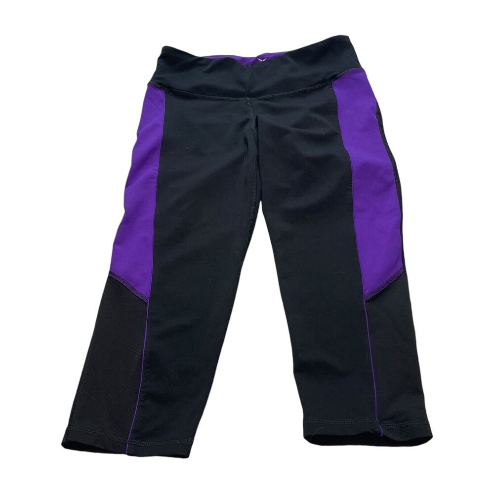 Old Navy Capri Legging Women's Small Black Purple High Waistband Performance - Picture 1 of 5